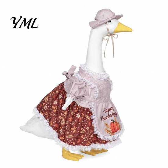 Festive Goose Clothes for Harvest Celebrations Thanksgiving Porch Outfits 23" Statue, Fall Maple Leaf Polyester Pumpkin Clothes, Autumn Costume
