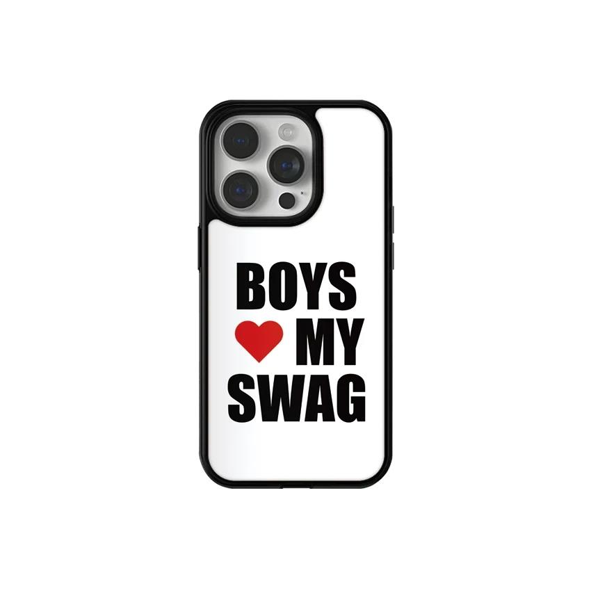 Minimalist Letter Boys and Girls Love My Swag Phone Case for iPhone 17 AIR 16 15 14 13 12 11 PRO MAX PLUS Y2K Glass Bumper Cover