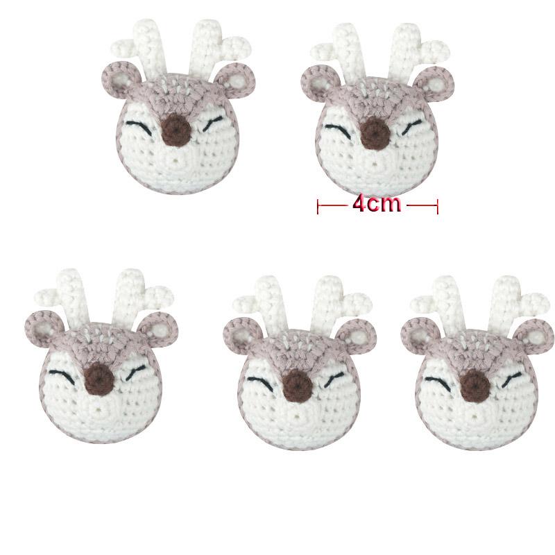 5pc Crochet Beads Animal Rabbit  Chewable Beads DIY Wooden Teething Knitting Beads Jewelry Crib Sensory Toy Baby Teether