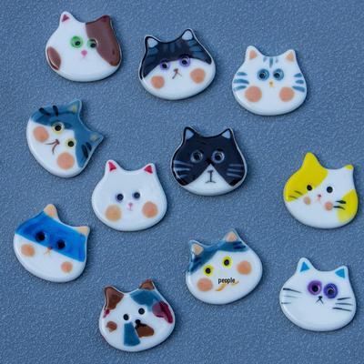 Cute Handmade Ceramic Cat Button for DIY Jewelry Accessories