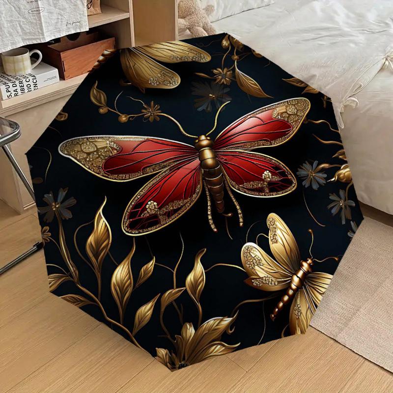 1 szt. Parasol Motyl Ważka-Wzmocniony 8-żebrowy, Automatyczne Otwieranie, Lekki i Wytrzymały, Uroczy Modny Dodatek na Zewnątrz-T368