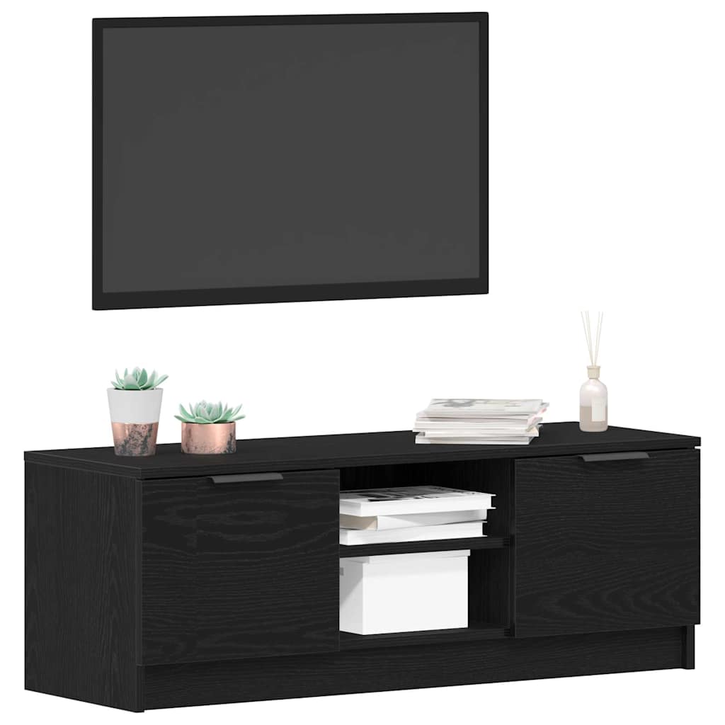 TV Cabinet in Black Oak Look 102 x 32 x 35.5 cm