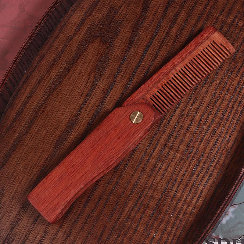 Herren Taschenkamm Klappbarer Holzkamm Bartkamm Sandelholz Haarkämme für Männer Perfekt zur Anwendung mit Bartbalsam