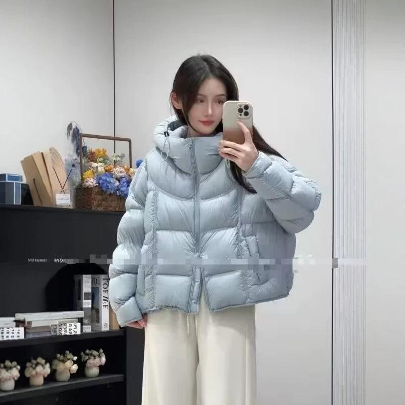 European Hooded Puff Small Square Thickened Short White Duck Down Jacket Women's Winter Small Down Jacket Tide