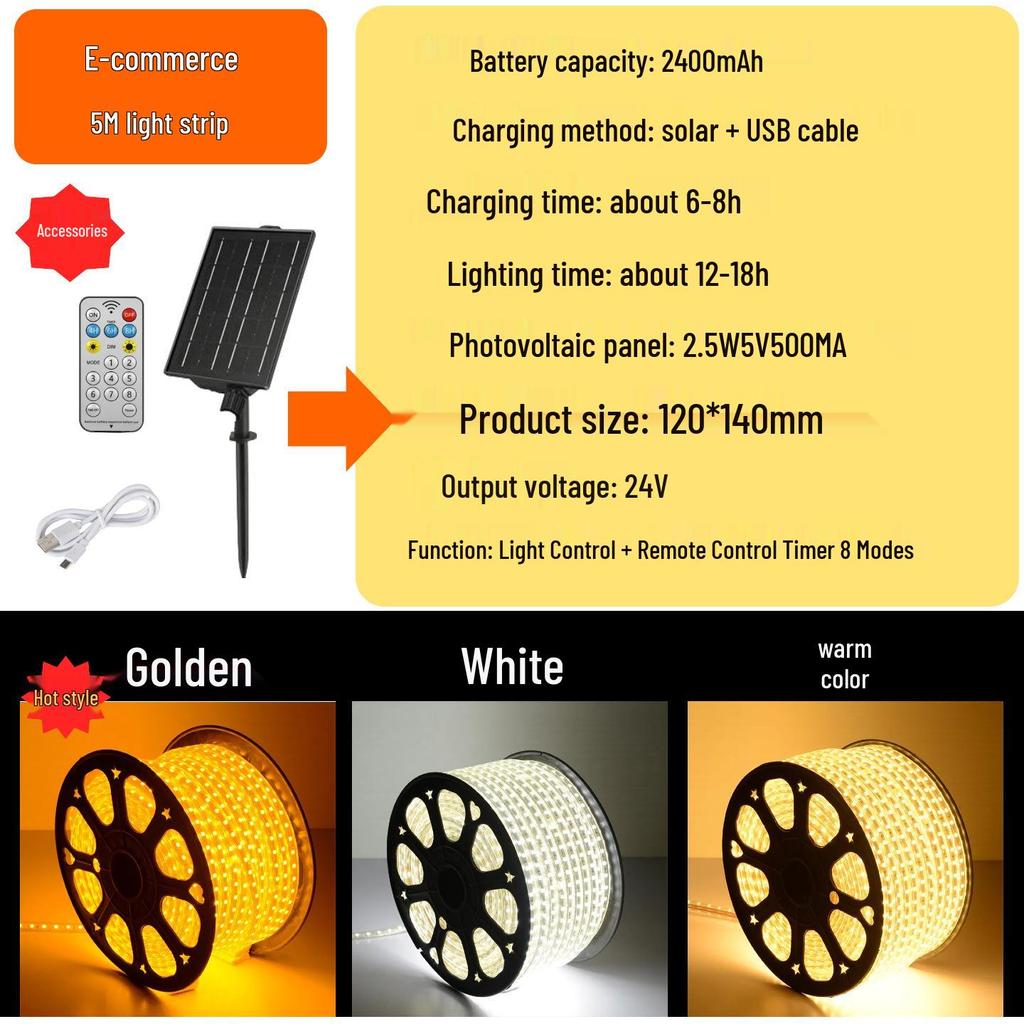 Solar LED Outdoor Waterproof Strip Lights for Gardens and Pathways