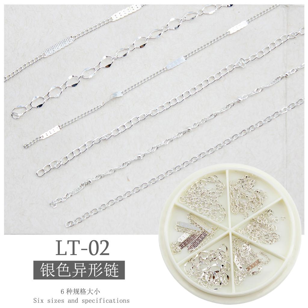 Nail Art Nail Art Jewelry Steel Ball Chain Ultra-Fine Metal 6-Grid Mixed Turntable Jewelry Decoration