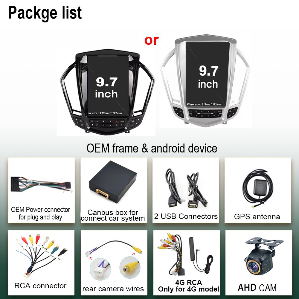 9.7 Inch For Cadillac SRX 2009 - 2012 For Tesla Style Android 14 Car Radio Video Player No 2 Din Bluetooth 8 Core GPS Carplay