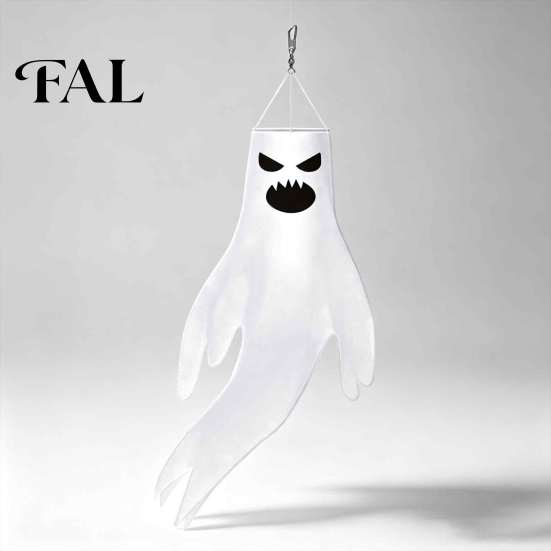 Reusable Party Supplies 44 Inch Halloween Hanging Ghost Windsock, White Flying Ghosts Flag Wind Atmosphere Props Socks for Tree, Outdoor Yard
