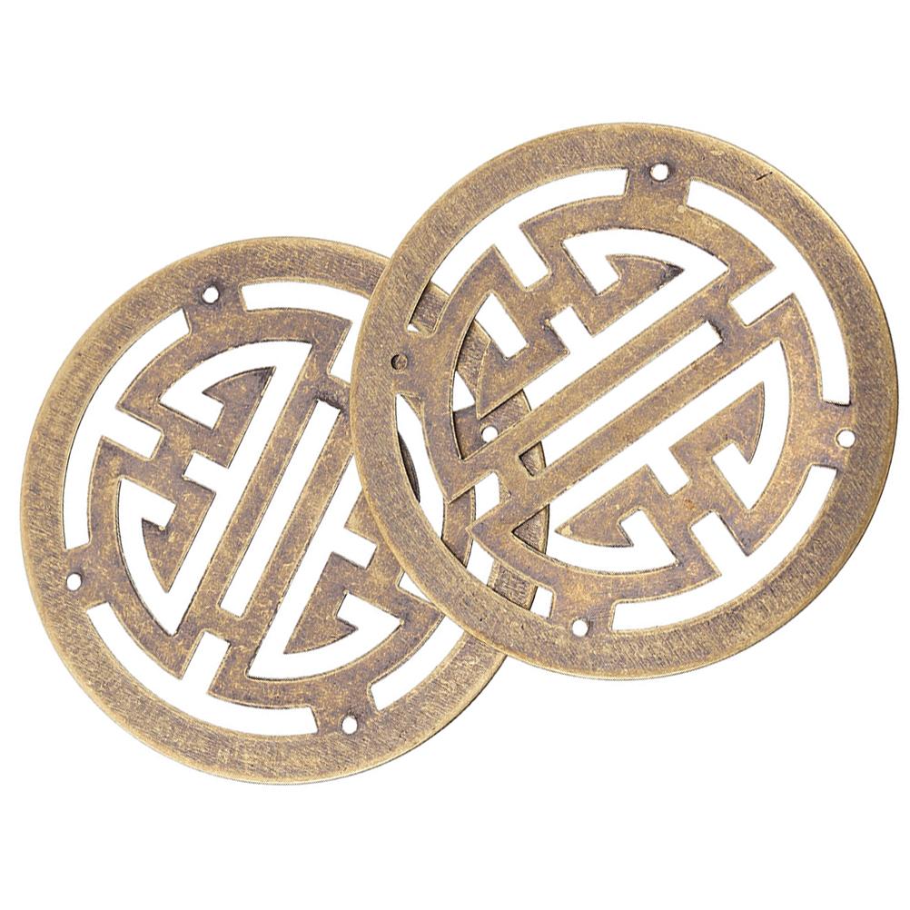 

2Pcs Jewelry Box Brass Appliques Vintage Chinese Style Furniture Decoration Wood Box Embellishment Retro Metal Accessories светло-коричневого