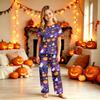 Family Matching Halloween Pajama Set Short Sleeve Top and Pants for Women and Kids