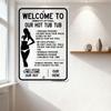 Welcome To Our Hot Tub Tub Swimsuit Optional Metal Sign - Humorous Satirical Tin Sign for Home Bar Wall Decor with Nonsensical B