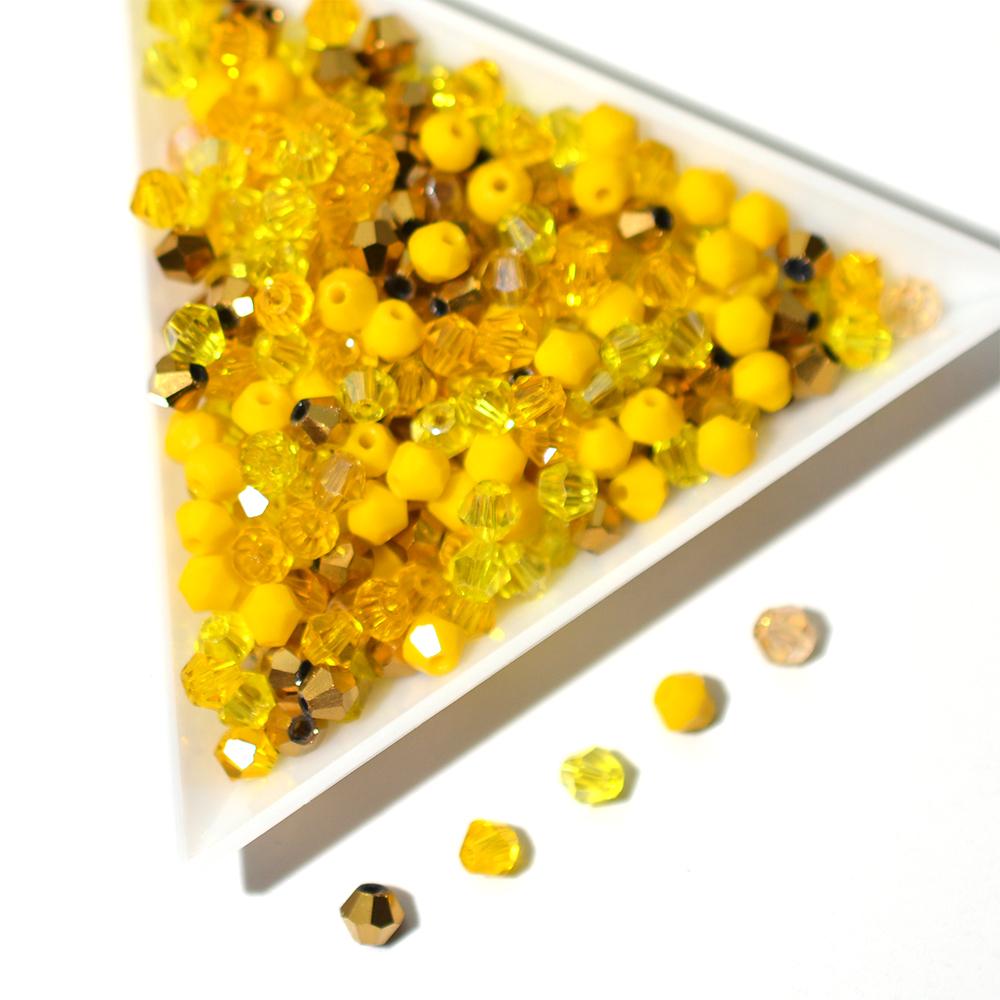 

4мм Кришталеві Скляні Намистини для Виготовлення Ювелірних Виробів Мікс Кольорів Ручна Робота Фурнітура Біконічна Форма Намистини-Роздільники DIY 100pcs/bag