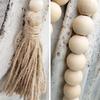 DECORKEY Farmhouse Wood Beads Garland, 2 Pack 58 Inch Wooden Beads for Boho Home Decor with Tassels, Rustic Country Decor for Coffee Table, Wall,