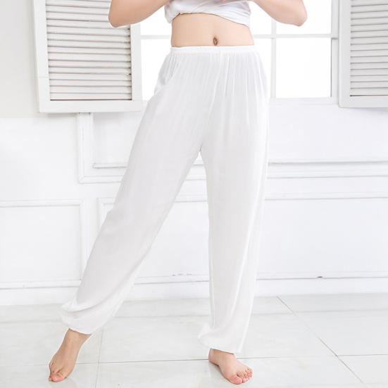 Unisex Bloomers Mid-rise Elastic Waist Casual Loose Leg Pants Solid Color Sporty