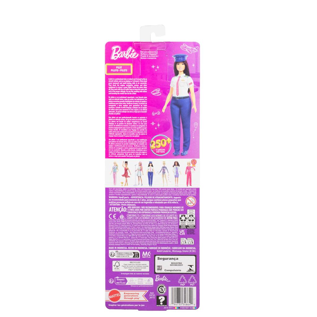 Barbie Work with Pilot Doll House for Pretend Play Barbie Ages JKF75 Barbie! Dress-Up & - Doll, 3+, Blue,