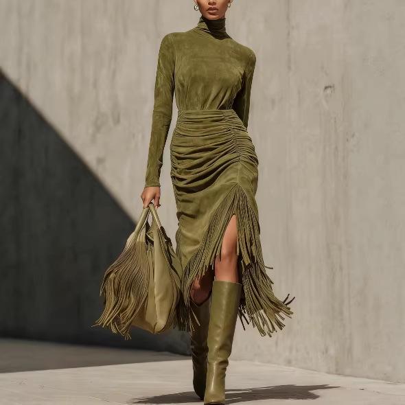 2025 Elegant Women's Tassel Dress - Long Skirt