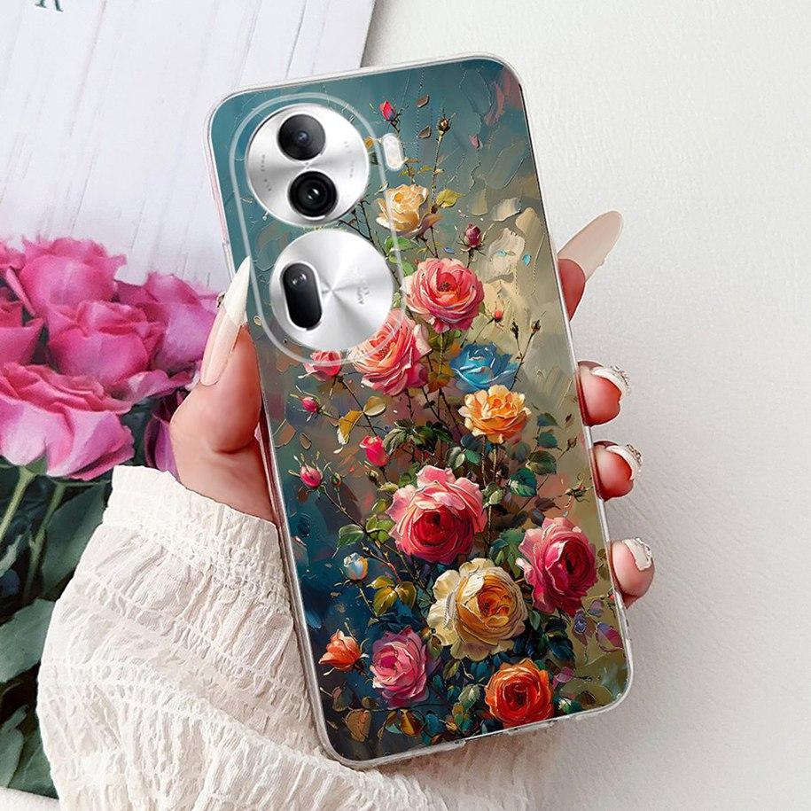 For OPPO Reno 11 Pro 5G Case CPH2607 New Fashion Flower Butterfly Silicone Clear Soft Phone Case On OPPO Reno11 5G CPH2599 Funda