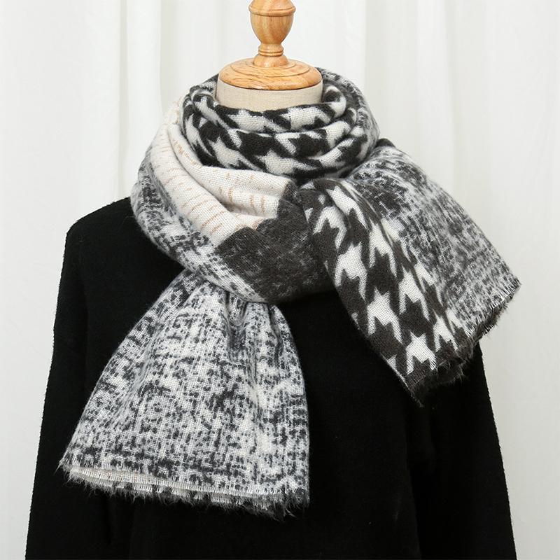 New Imitation Cashmere Women Ladies Scarf Winter Vintage Houndstooth Scarve Pashmina Mujer Foulard Bufanda Thicken Wrap Shawls 5XL& 8Y
