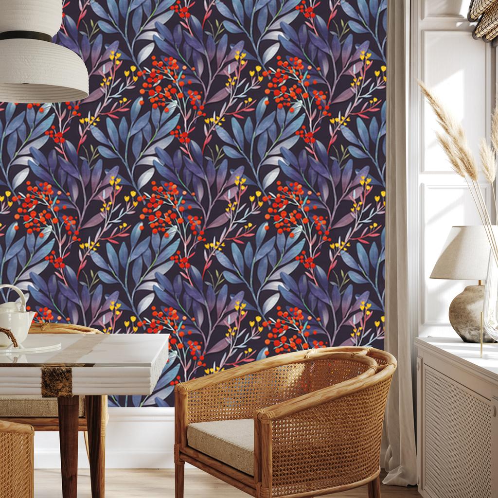 Wallpaper Plants pattern in retro style for living room and bedroom 50x1000