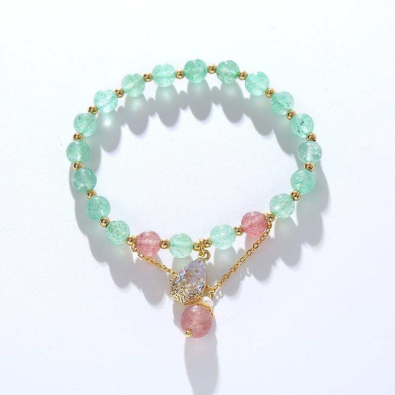 

Green Strawberry Crystal Bracelet for Women Bangles Women Fashion Jewelry accessories Gift зелёный