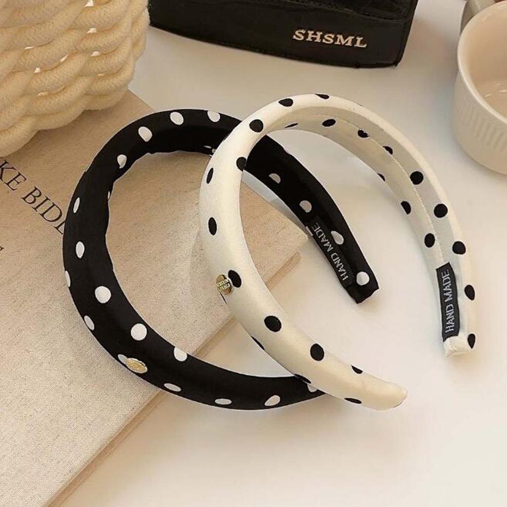 PROLY New Fashion Headband For Women Casual Black White Point Hairband Soft Spongy Headwear Autumn Hair Accessories For Adult