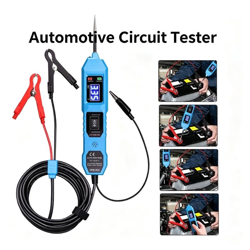 Car Electrical Tester Pen with Digital Readout, Automotive Circuit Test Pen for Signal and Power Checks, Extended Cable Design for Garage Wiring Work