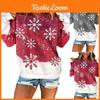 Stylish Christmas Snowflake Hoodie For Women Featuring Santa Claus Design In Grey And Red