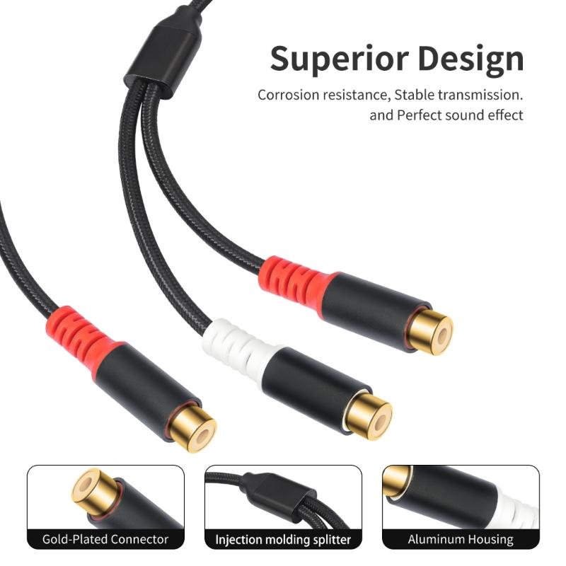 80cm 2RCA Female to Female Adapter Cable with OxygenFree Coppers Conductors for Sound Equipment