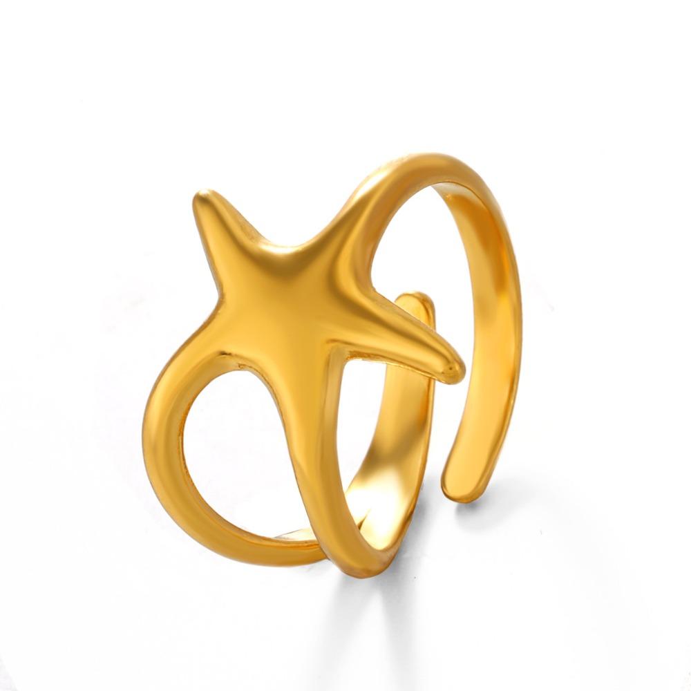 Hip Hop Personality Stainless Steel Five-pointed Star Opening Rings for Women Fashion Simple Finger Jewelry Accessories Gifts