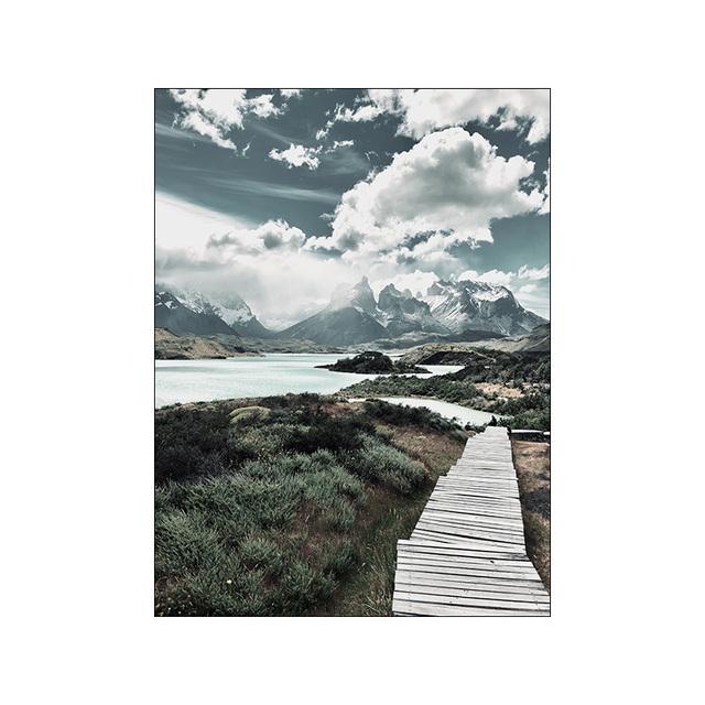 Poster cu peisaje naturii nordice, artă de perete, pictură pe pânză, imagine peisaj albastru, poster și imprimare pentru designul camerei de zi