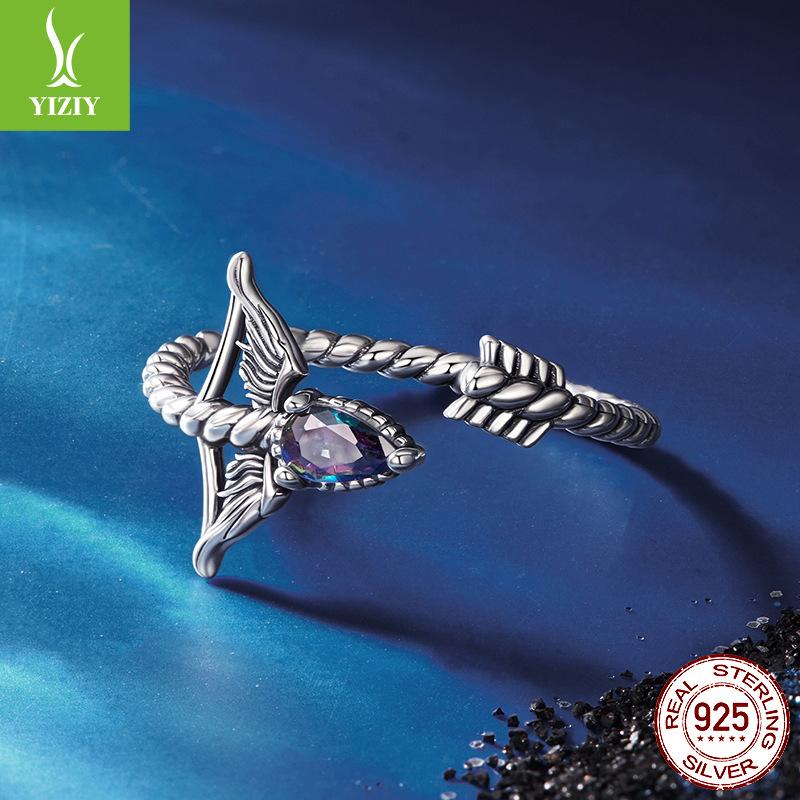 Personalized Retro Constellation Open Ring For Men And Women S925 Sterling Silver Charm Constellation Ring Jewelry