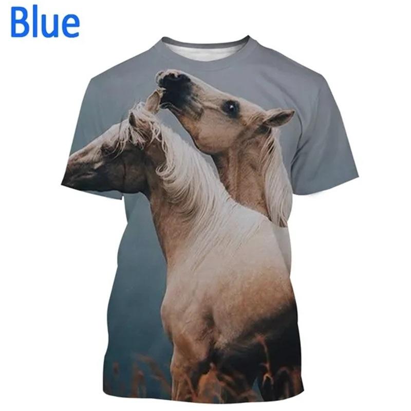 3D Print Animal Horse Graphic T-shirt For Men Women Casual Personality Mens Short Sleeve Tee Tops Streetwear Kids Animal Tshirts