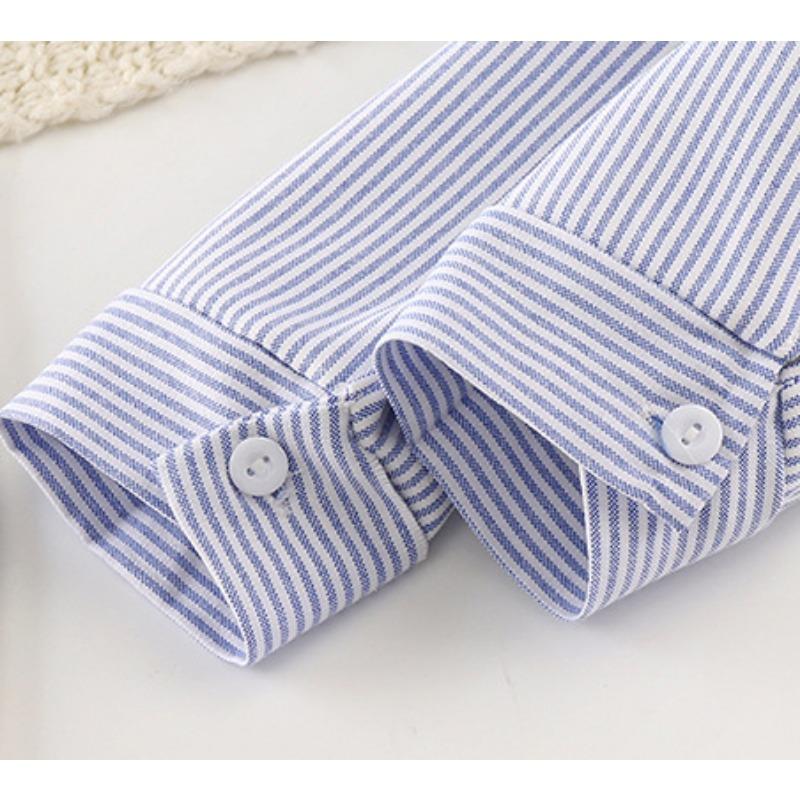 Boys' Cotton Shirts, Spring and Autumn Children's Handsome Striped Shirts, Korean Version of The Big Children's Outer Wear Long Sleeves