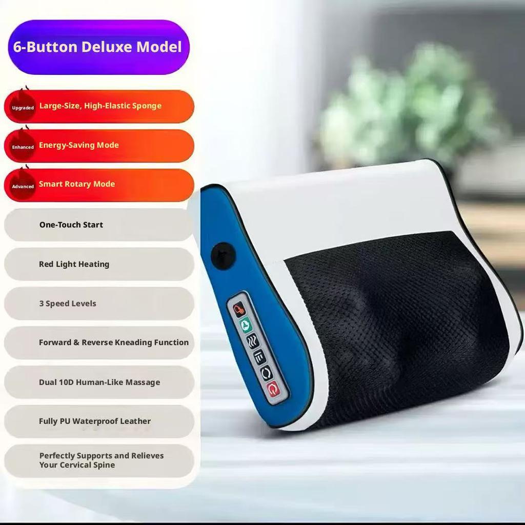 Xiaomi Deep Tissue Kneading Massage Pillow Neck Cervical Massager Adjustable Modes Body Relax Tool For Shoulder Back Waist Leg Pain