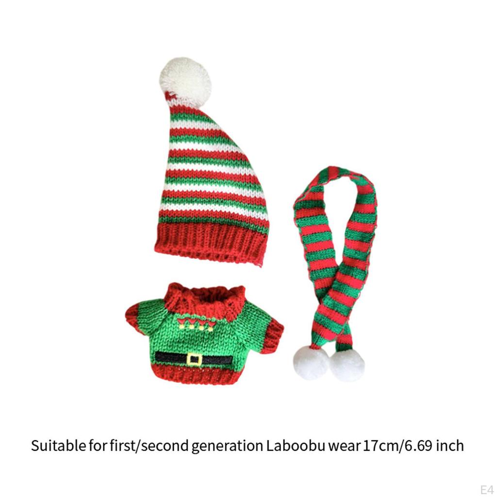 Plush Doll Pullover Top Dress Up Christmas Snowman Outfit Keychain Clothes Set for 6.69''