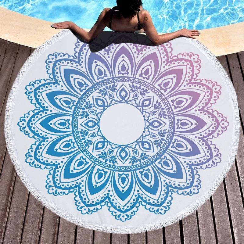 Beach Leisure Resort Creative Beach Towel Microfiber Round Swimming Towel Mandala Yoga Mat Adult Large Round Bath Towel