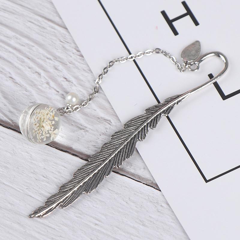 Flower Specimens Bookmark Pendant Metal Book Mark School Office Supply