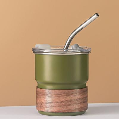 Drinkware 300ml Coffee Camping Mug 304 Stainless Steel Anti-Scalding Wood Cover Coffee Cup with Lid Water Cup Outdoor