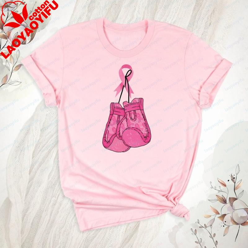 Breast Cancer Awareness Warrior Shirt I Won Boxing Gloves Survivor Pink Ribbon TShirt Stronger Than Breast Cancer Women Tee S