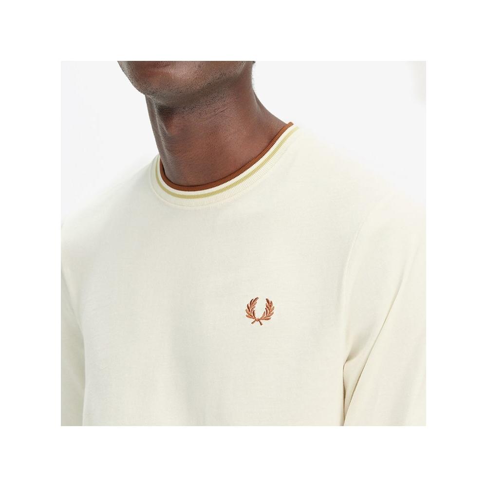 Fred Perry [baseline] Long Sleeve Twin Tip T shirT   Ecru Honeycomb Marmalade Afpm2439602 X01 qzgAfpm2439602 X01