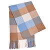 Wool Check Pattern Large 60cm Wide Blue Block Check [HHayashiguchi] 100% Stole, (WS0022) 30.