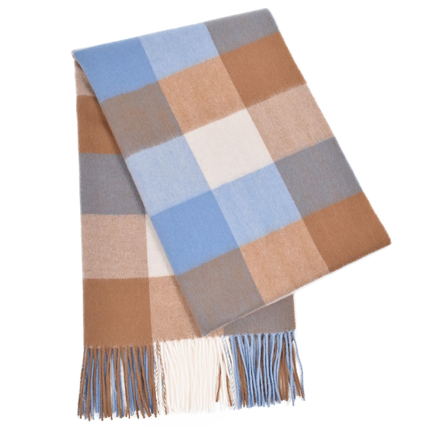 

Шерстяной клетчатый узор Большой 60 см шириной Синяя клетка [HHayashiguchi] 100% Палантин, (WS0022) 30.