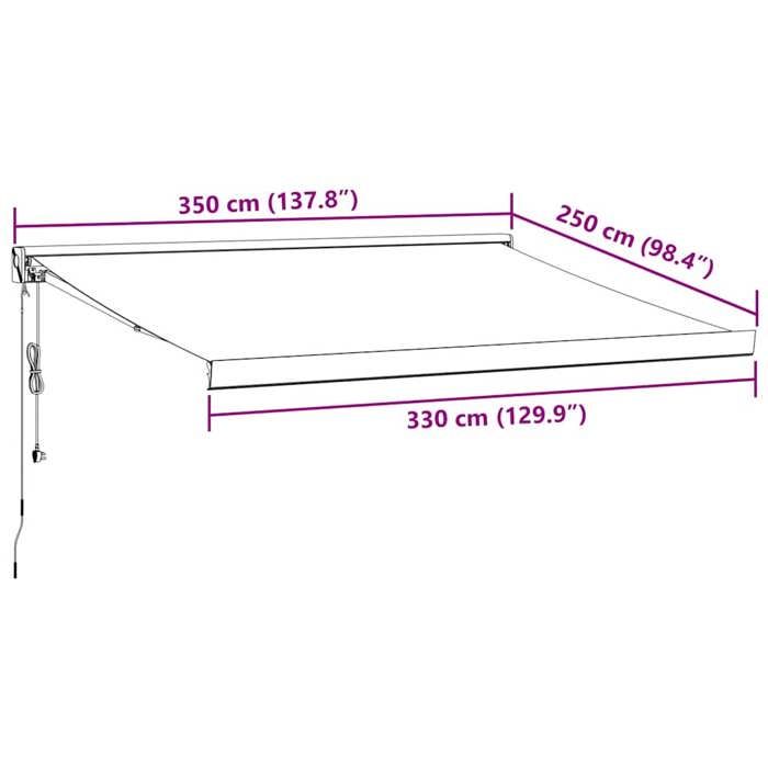 VidaXL Auvent rétractable anthracite et blanc 3,5x2,5m tissu/aluminium, store, auvent de patio, auvent de fenêtre, stores, 3216139