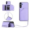 For Samsung Galaxy S25+ Case Card Holder Kickstand Skin-Touch Phone Cover with Wrist Strap