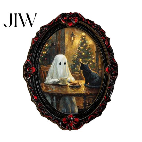 Scratch Resistant Fridge Decor Halloween Ghost Refrigerator Magnet, Retro Gothic Magnets, Oval Picture Frame Magnetic Stickers for Kitchen