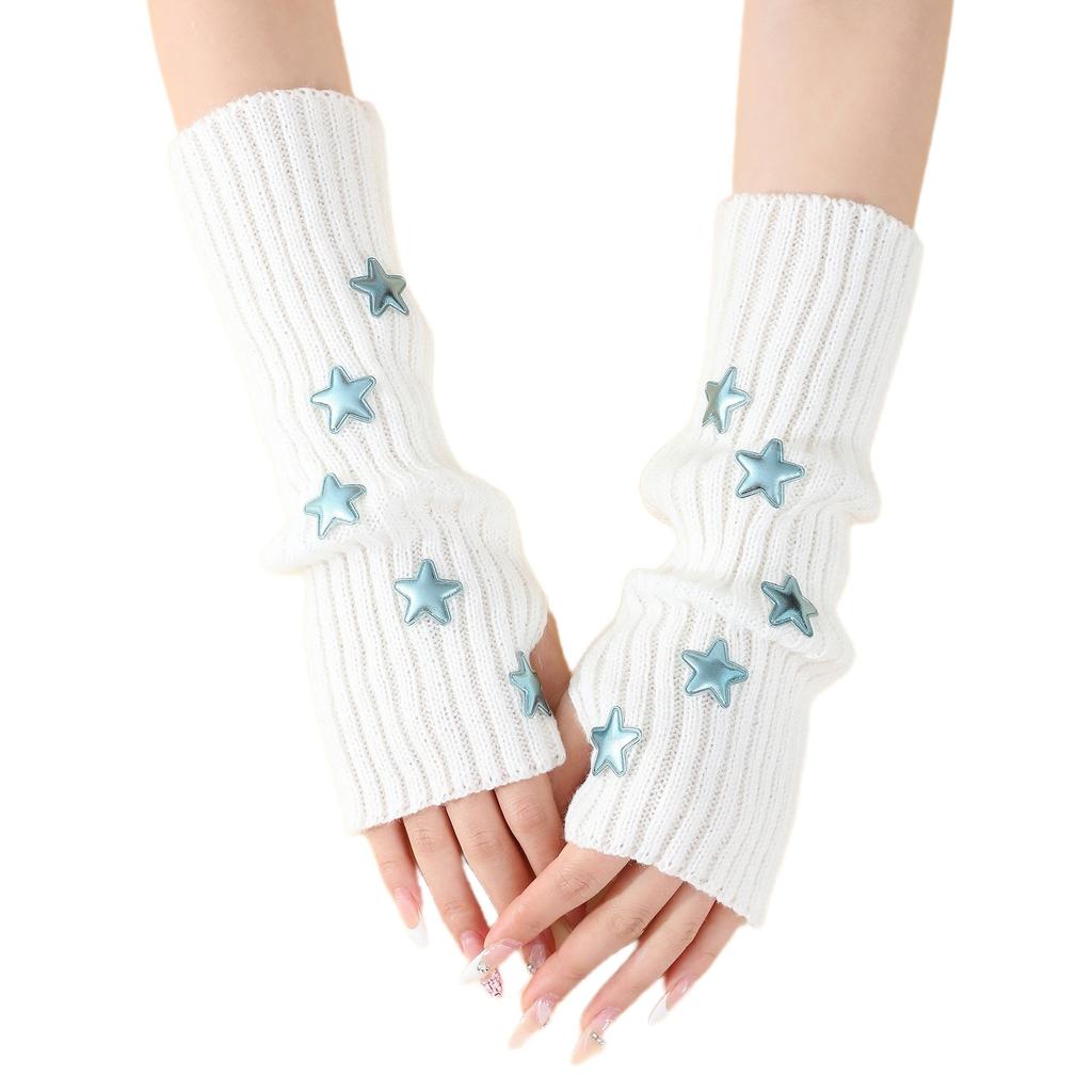 The Glove Girls' School Style Dui Dui Exposed Finger Sleeve Covers for Autumn and Winter Knitted Subculture Warm Arm Covers