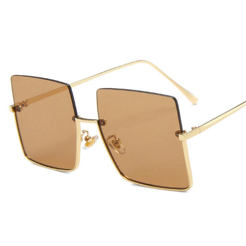 

Brand Designer Square Sunglasses Woman Fashion Luxury Oversized Sun Glasses Female Vintage Retro Big Frame Metal Other