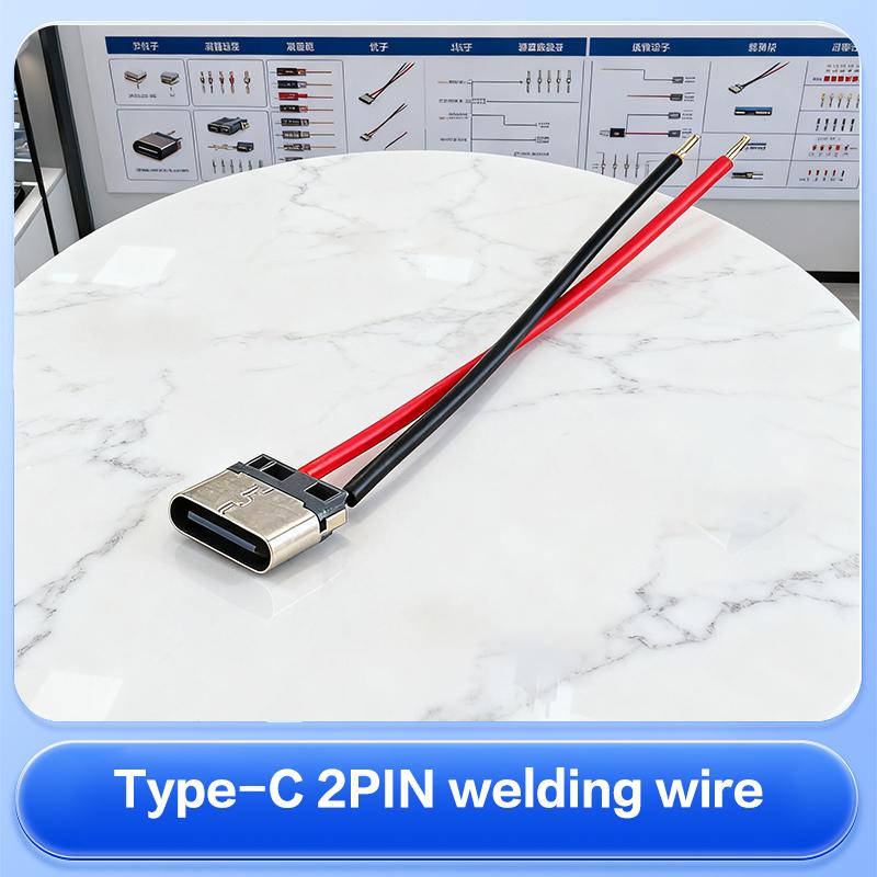 5pcs USB Type-C 2P Welding Wire Female Connector Cable For Mobile Phone Charging