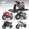 Motorcycle DieCast Model 1:18 Toy Car,  Collectible Model With Ornament Base Rotating Rubber Tires Kids Gifts