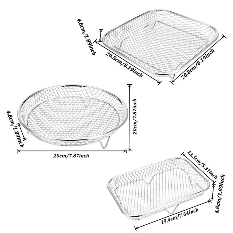 Air Fryer Baking Rack Stackable Stainless Steel Air Fryer Basket Accessories for Baking Roasting, Oven & Dishwasher Safe
